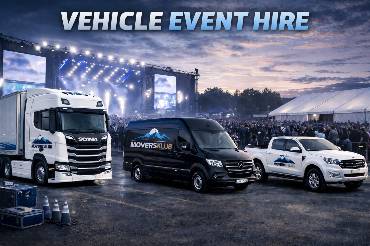 Concert stage lighting equipment being set up